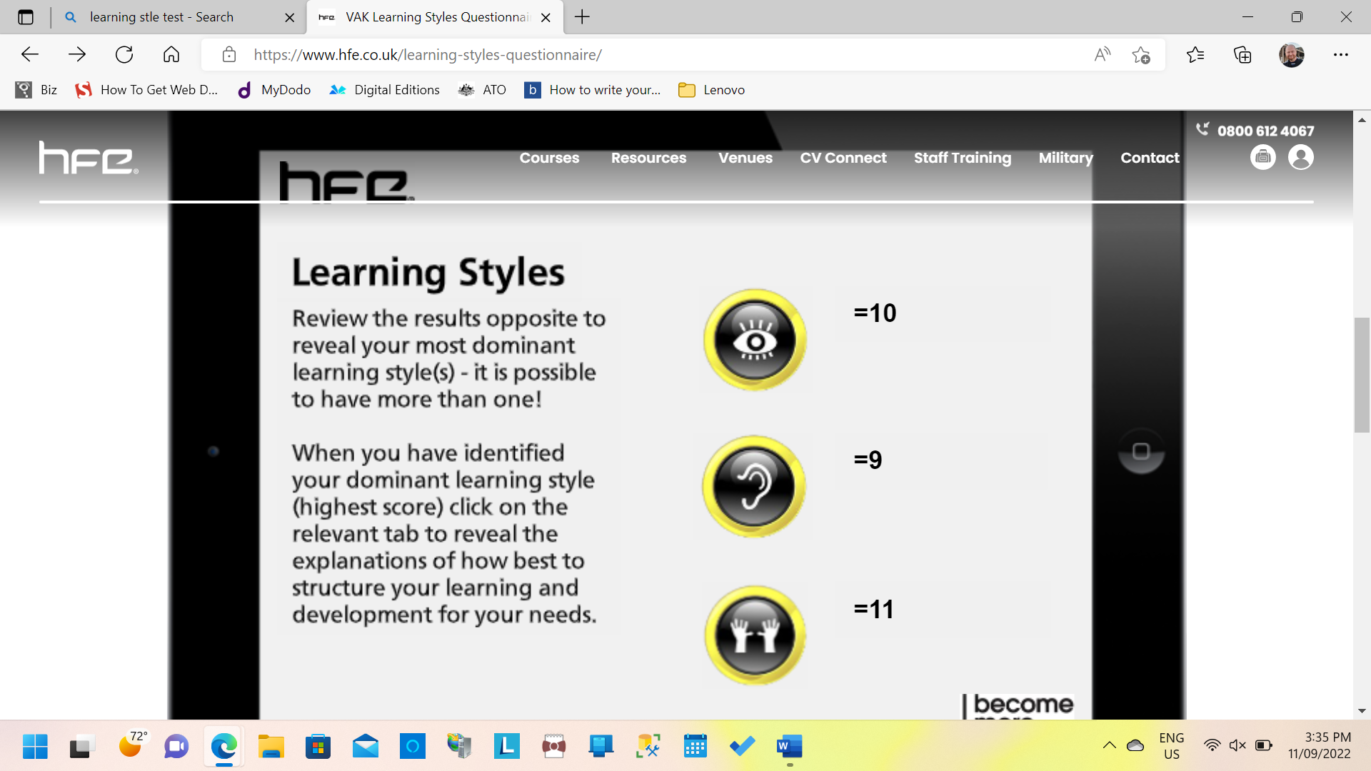 VAK Learning Style Test